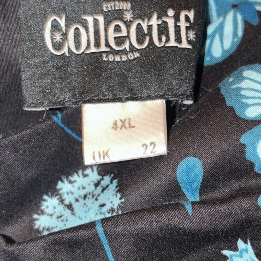 Collectif Dolores 1950’s Retro Pin-up Style Dress with Blue Floral Design Sz 4XL - Picture 4 of 6